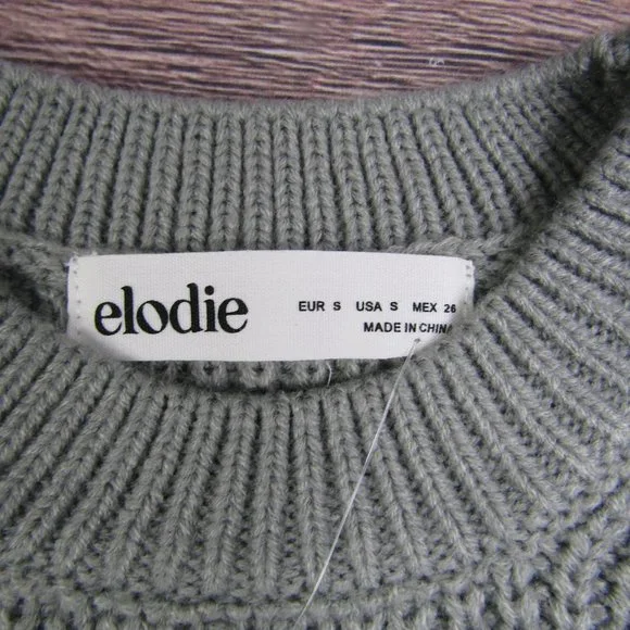 Elodie NEW Small Gray Crewneck Crop Sweater Knit Winter Acrylic - Picture 2 of 7